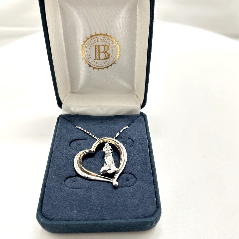 The Bradford Exchange, Sterling Silver Necklace, I Love Labs, Heart Pendant, Dog - Picture 6 of 8